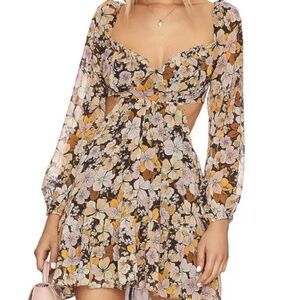 Astr the Label Teyla Mini Dress in Brown & Yellow Floral